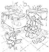 coloriage diddl pimboli bain