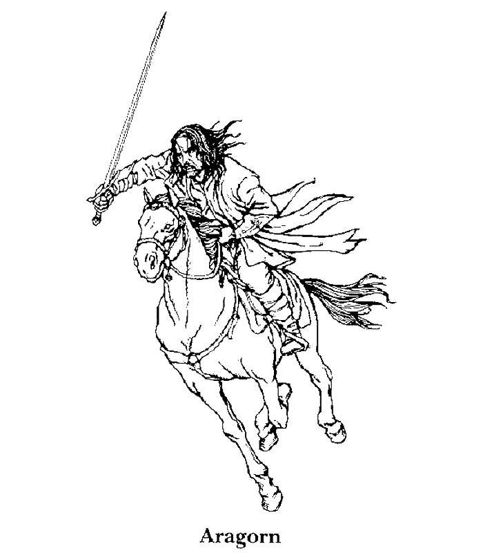 coloriage Aragorn le seigneur des anneaux