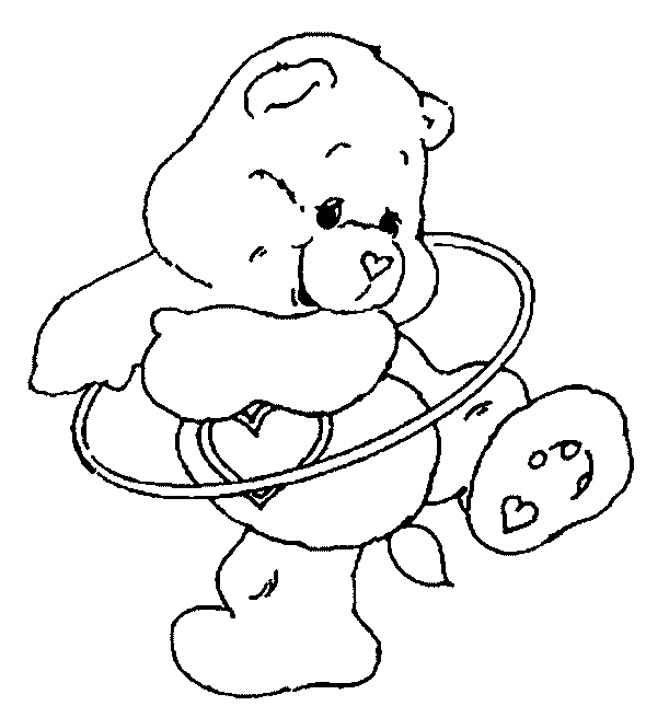 coloriage Bisounours coeur joue au cerceau