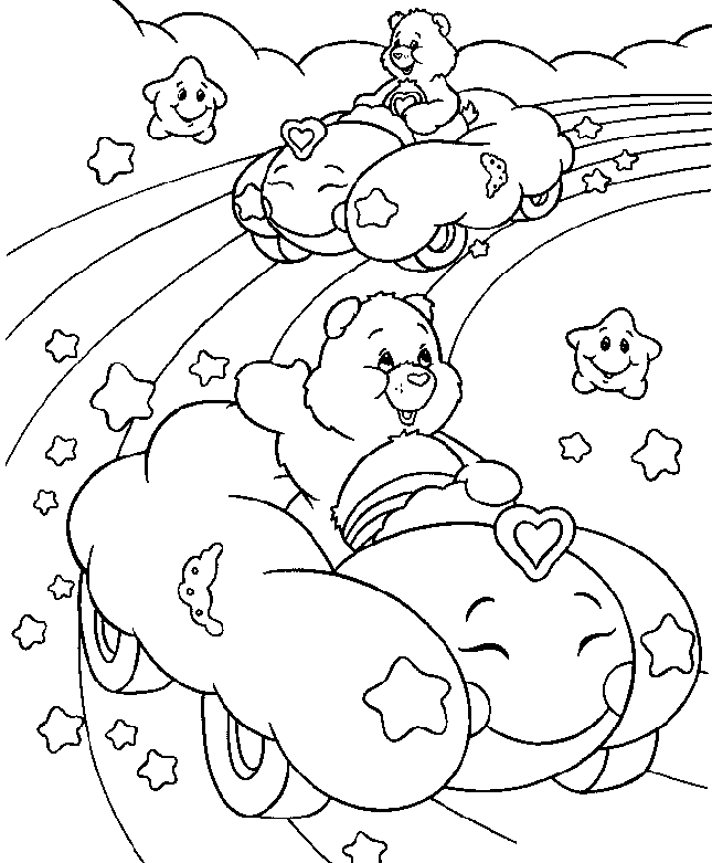 coloriage Bisounours course de voitures