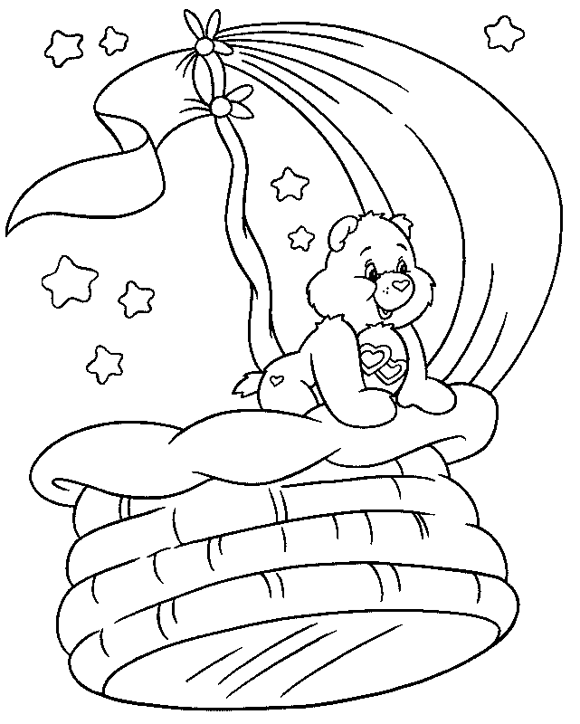 coloriage Bisounours en bateau volant