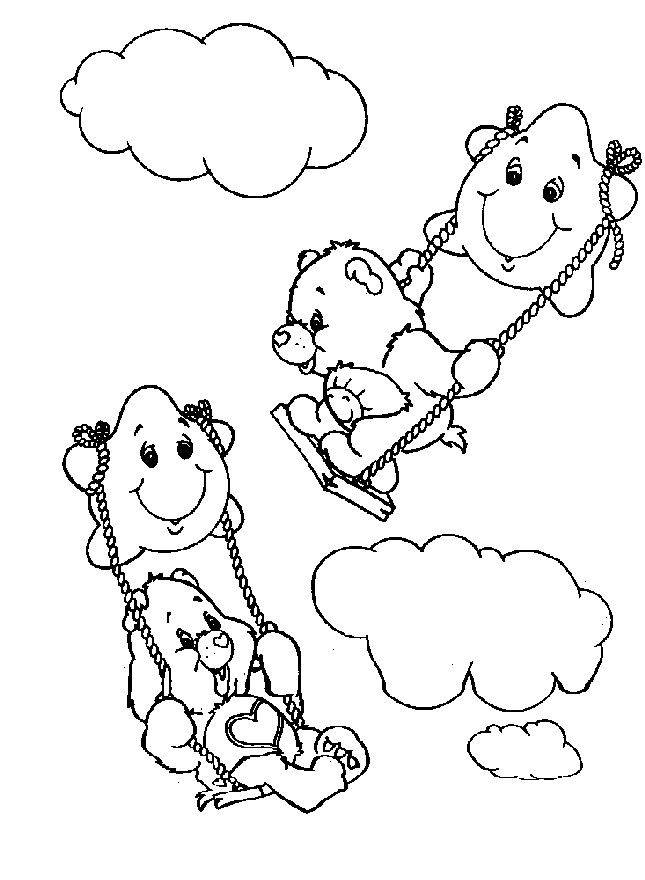 coloriage Bisounours et les balancoires etoiles