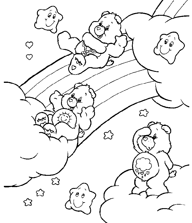 coloriage Bisounours font des glissades