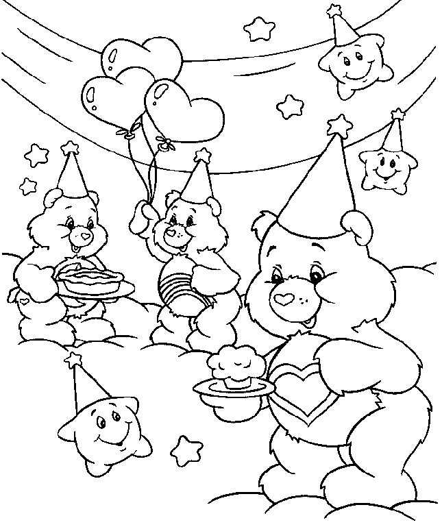 coloriage Bisounours font la fete