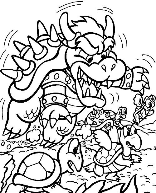 coloriage Bowseret ses troupes attaquent