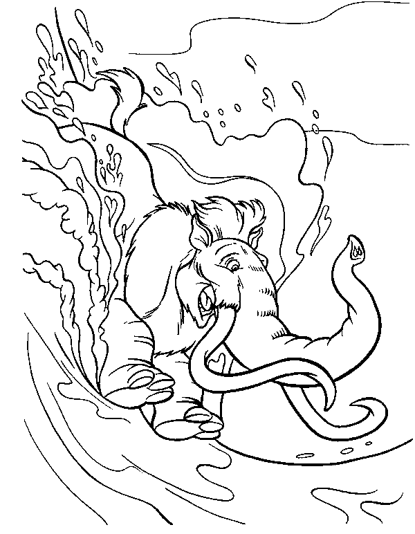 coloriage age de glace manfred fait une glissade