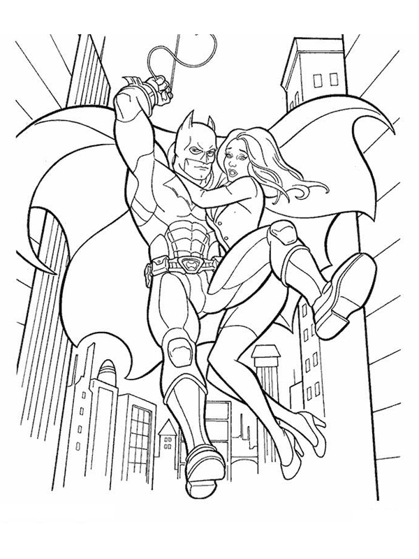 coloriage batman au secours de la demoiselle