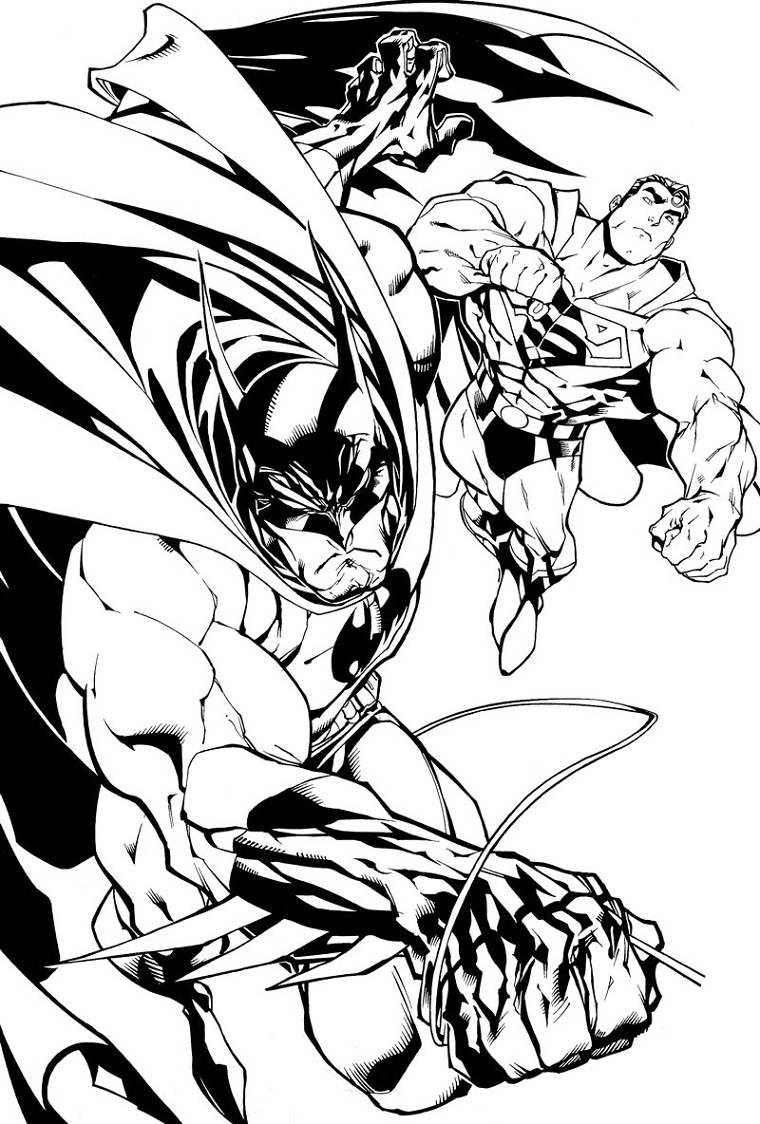 coloriage batman vole avec superman Les coloriages   imprimer