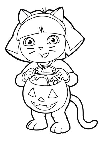 coloriage dora deguise en chat