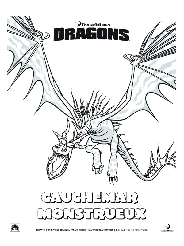 coloriage dragon 3D cauchemar monstrueux