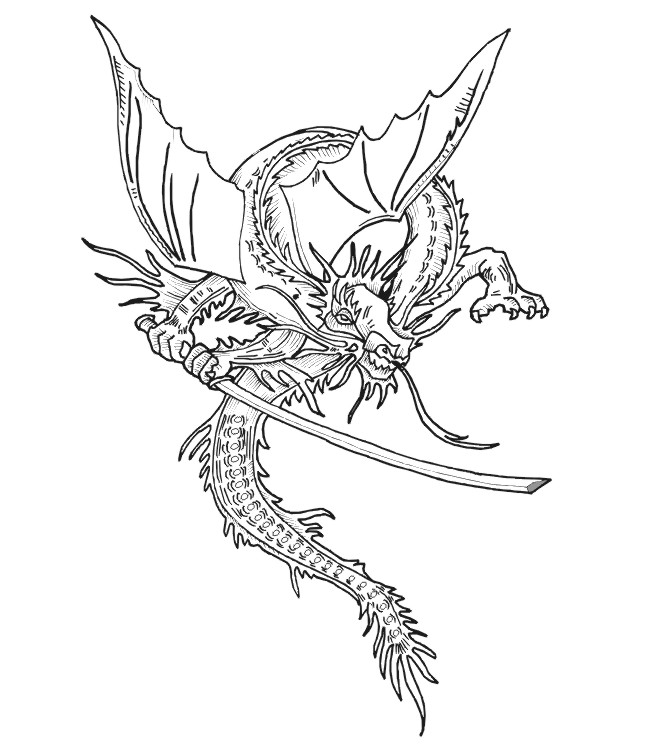 coloriage dragon et son epee