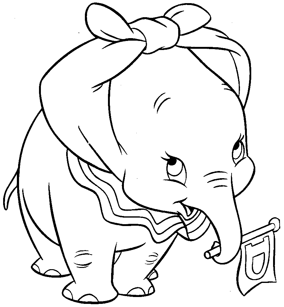 coloriage dumbo avec un noeud d oreilles