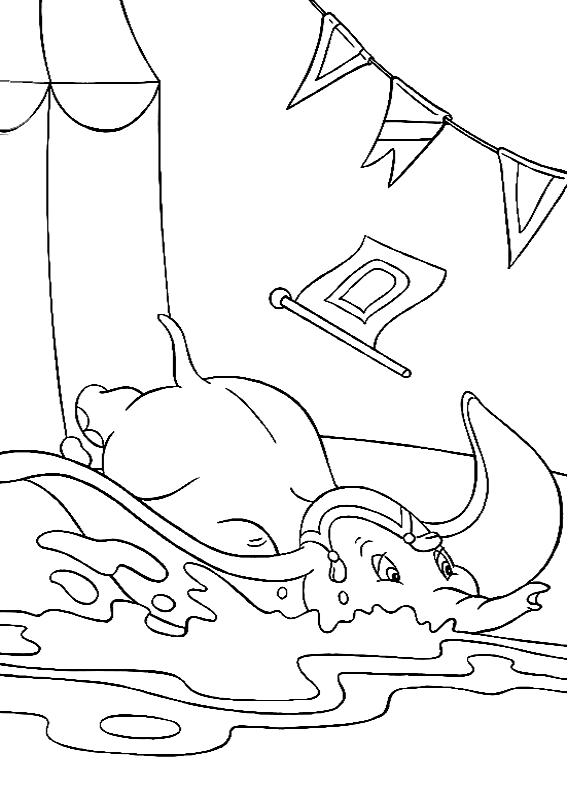 coloriage dumbo glisse dans l eau
