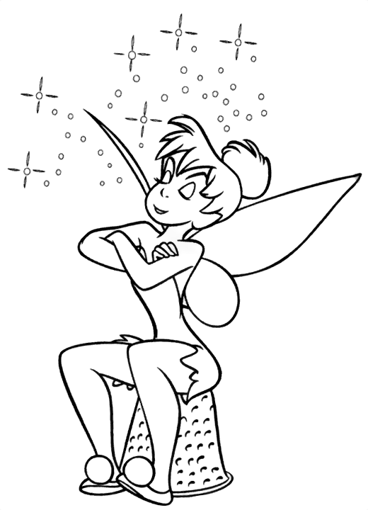 coloriage fee clochette boude sur un de