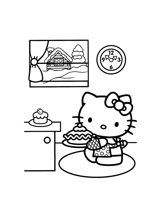 coloriage hello kitty cuisiniere