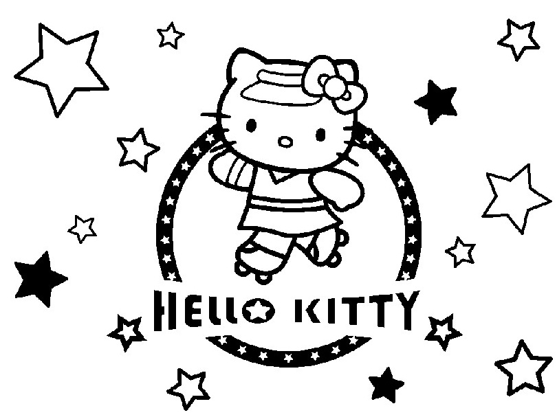 coloriage hello kitty en roller