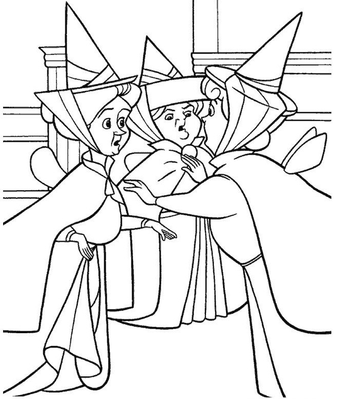 coloriage la belle au bois dormant les trois fees