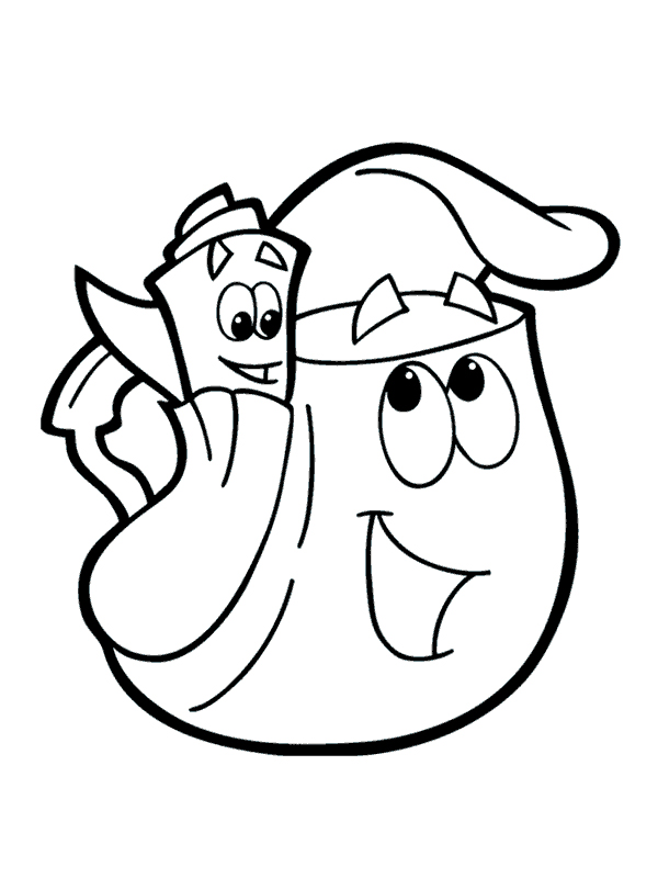 coloriage la carte de et le sac a dos de dora