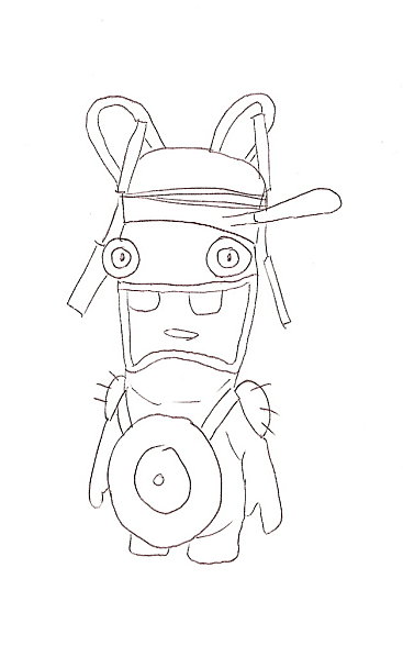 coloriage lapin cretin en armure