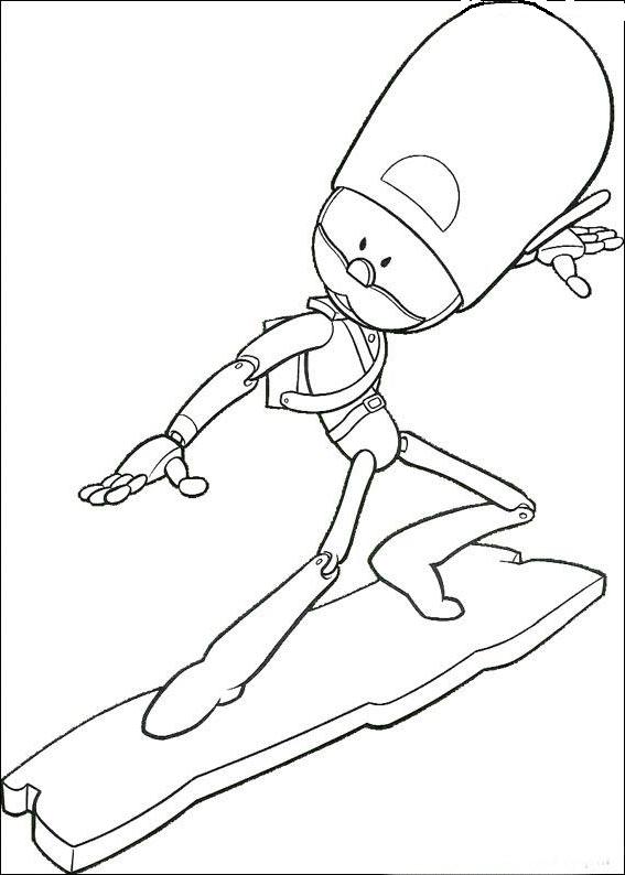 coloriage le garde du manege enchante fait du surf