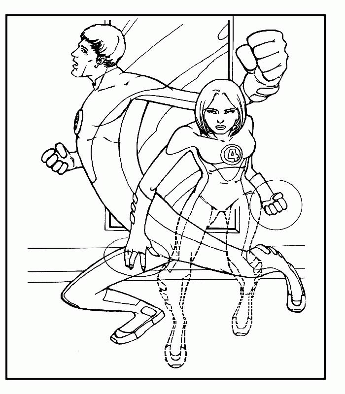 coloriage les 4 fantastiques la femme invisible et mr fantastic