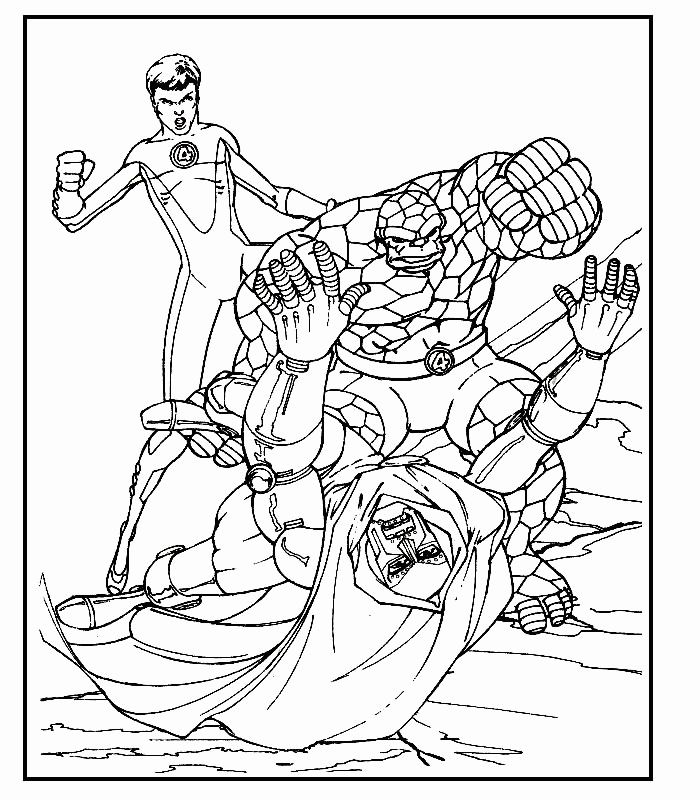 coloriage les quatre fantastiques la chose et l homme elastique contre