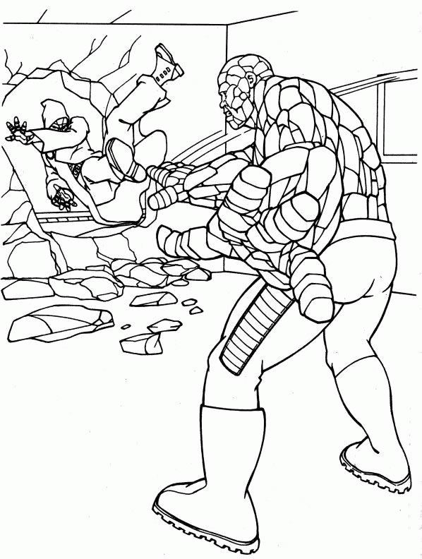 coloriage les quatre fantastiques la chose fait voler fatalys