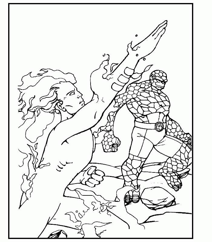 coloriage les quatre fantastiques la torche et la chose