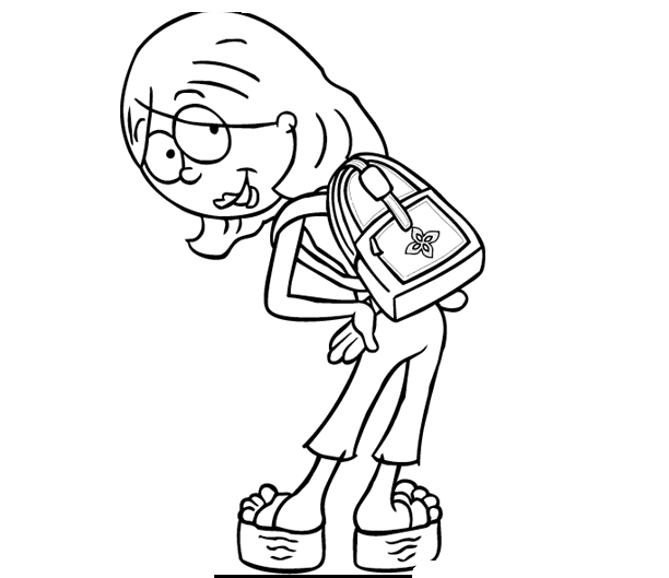 coloriage lizzie mc guire avec son cartable