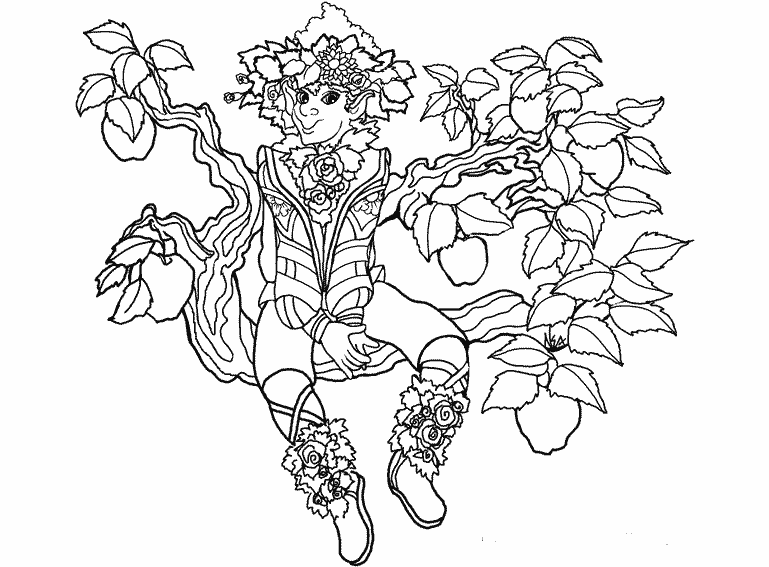 coloriage lutin des fruits