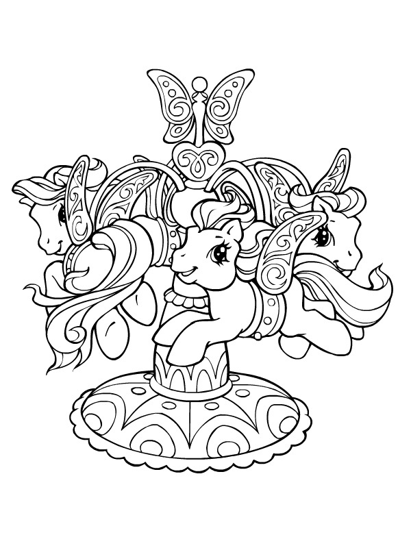 coloriage manege de petits poneys