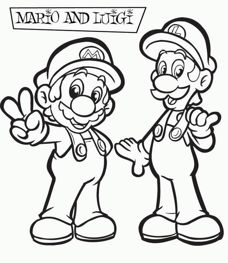 Coloriage A Imprimer Mario Et Luigi Gratuit Et Colorier