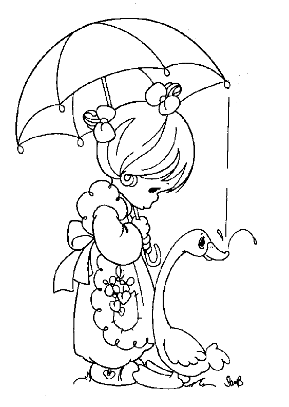 coloriage moments precieux la petite fille et son oie
