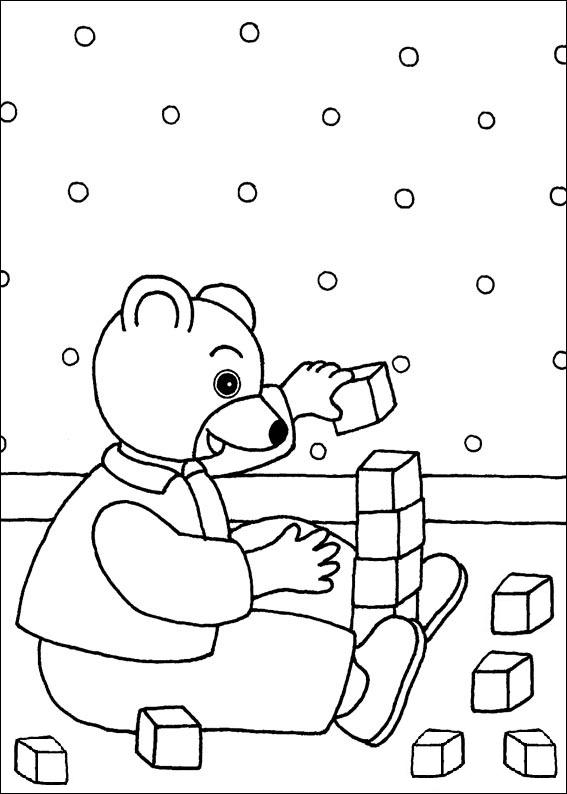 coloriage petit ours brun joue aux cubes