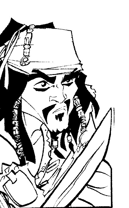 coloriage pirate des caraibes sabre au poing