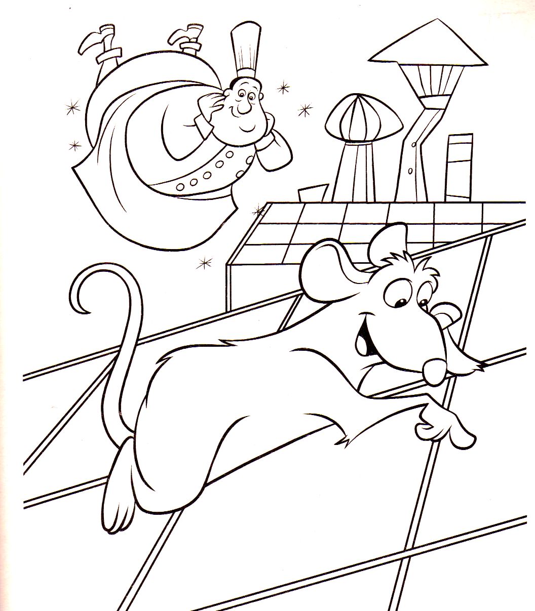 coloriage ratatouille espionne sur le toit