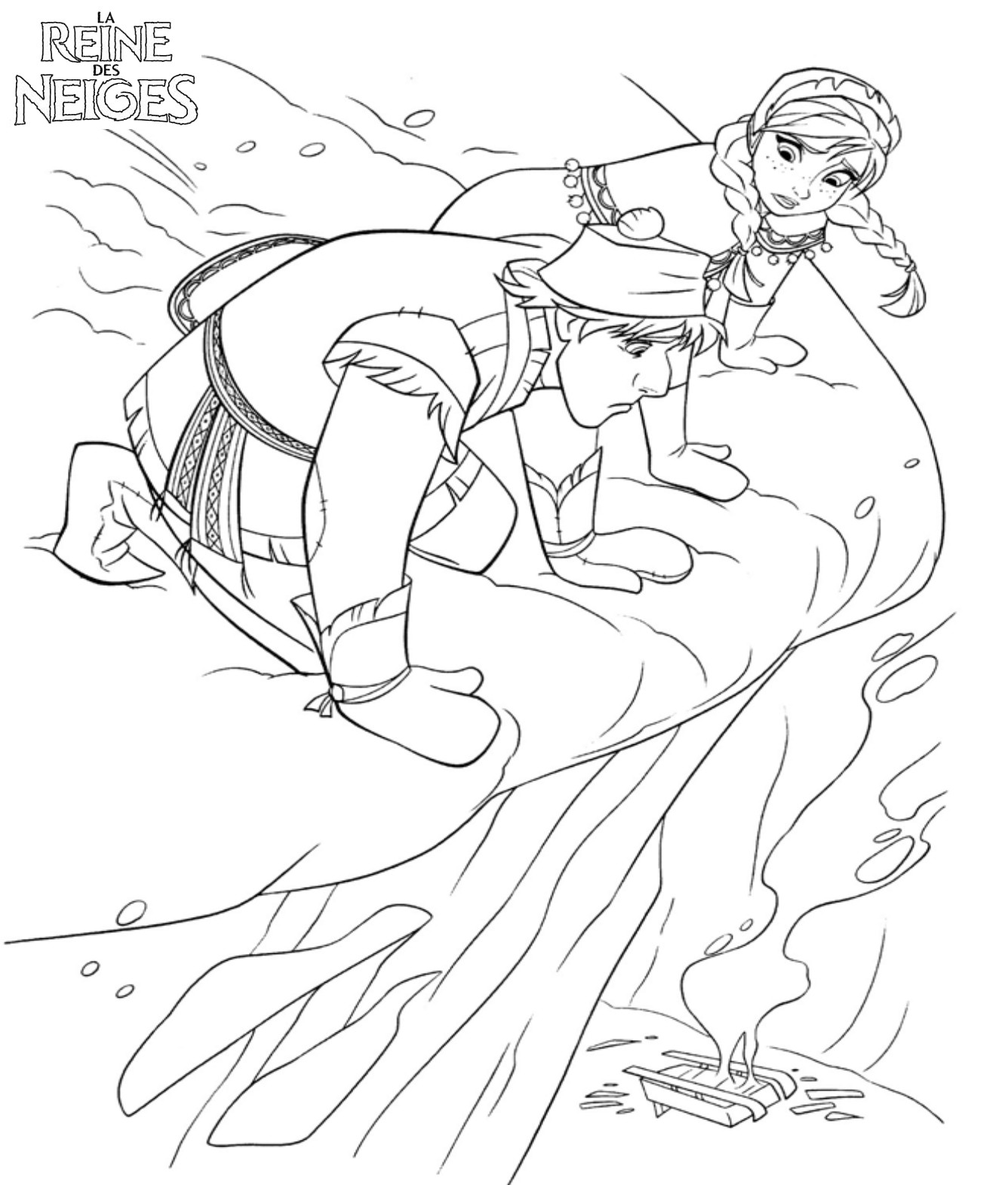 coloriage reine des neige le traineau detruit