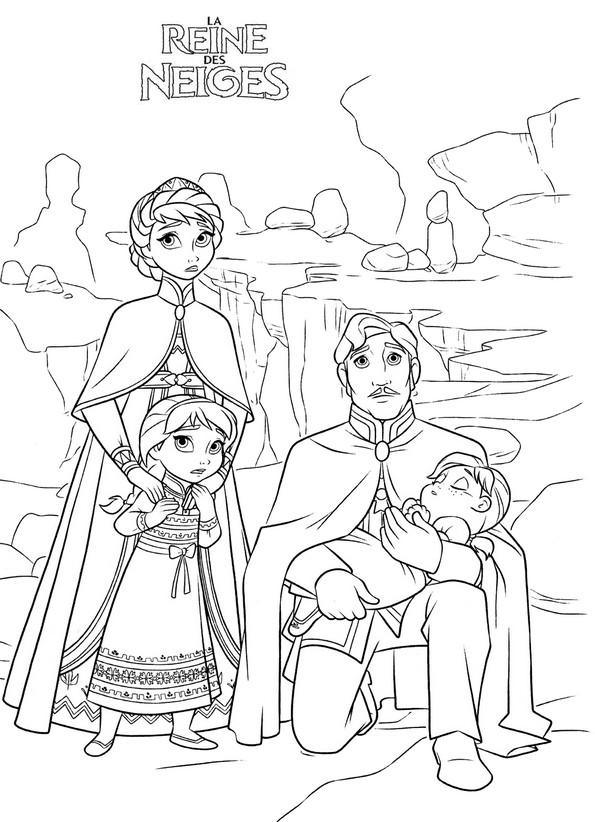 coloriage reine des neige le roi conduit anna aux trolls