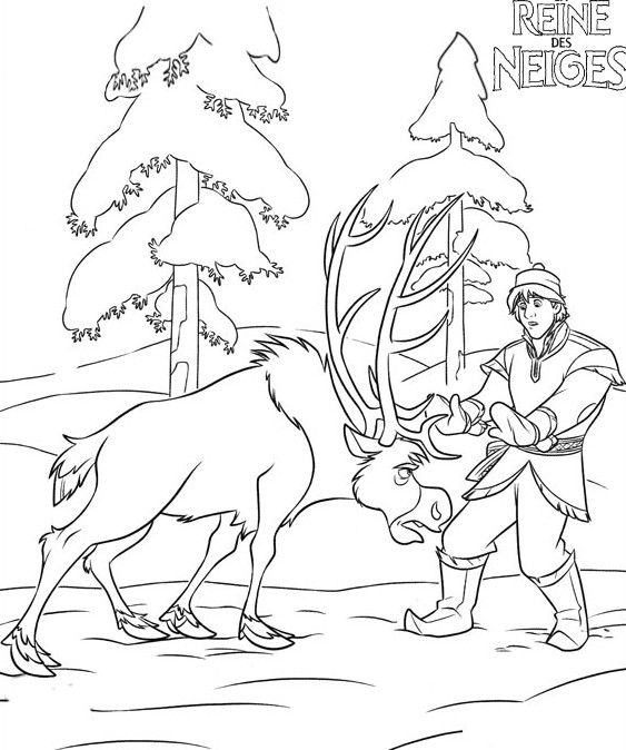 coloriage reine des neiges swen sent anna en danger