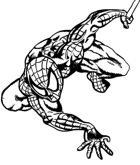 coloriage spiderman saute