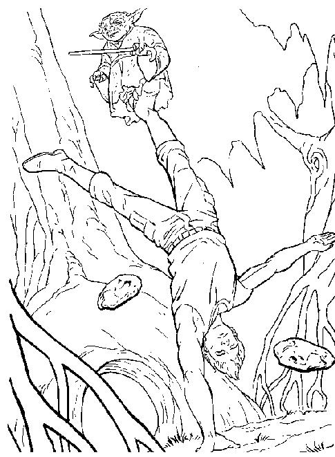 coloriage star wars Luke Skywalker et maitre yoda