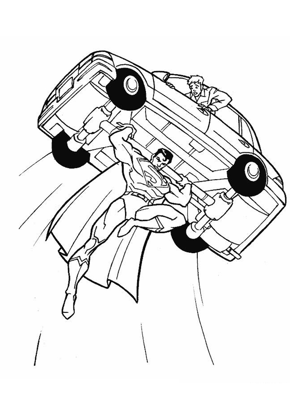 Coloriage a imprimer superman porte une voiture gratuit et coloriage superman porte une voiture