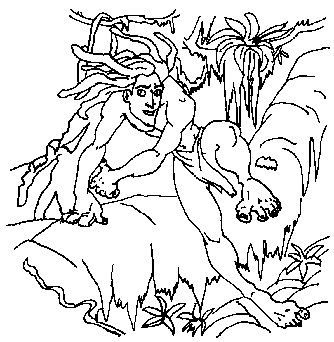 Coloriage a imprimer tarzan dans la jungle gratuit et colorier coloriage tarzan dans la jungle