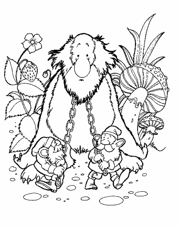 coloriage troll enchaine par les lutins