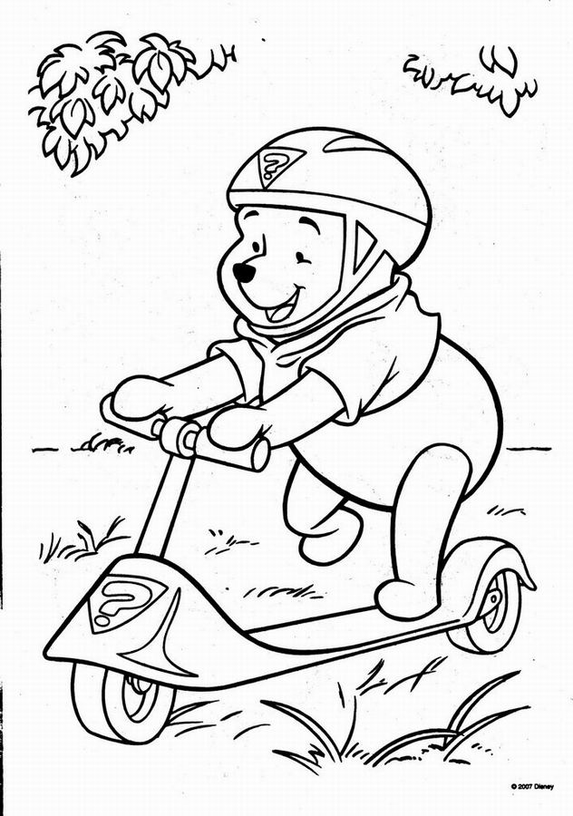 Coloriage a imprimer winnie l ourson sur la trottinette coloriage winnie l ourson sur la trottinette des super detectives
